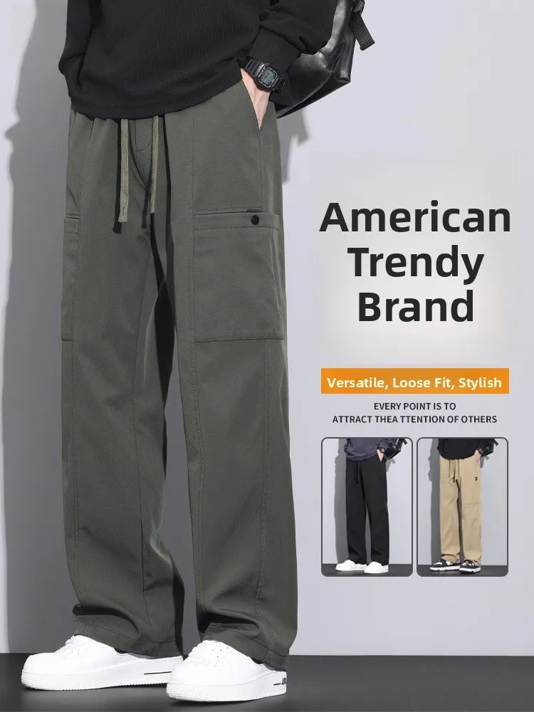 

Мужские рабочие брюки в стиле милитари, прямые, повседневные, осенне-весенние, в американском ретро-стиле, из прочного полиэстера, с эффектом Cleanfit