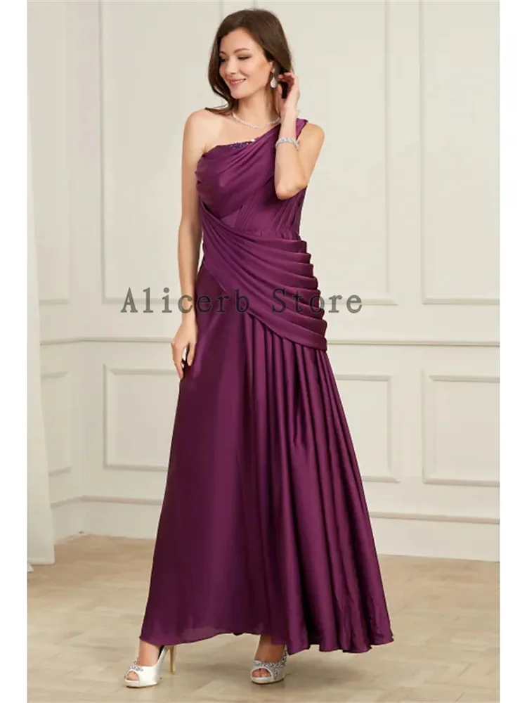 Elegant Floor Length Sleeveless One Shoulder Chiffon Pleated Evening Gown Wedding Guest Mom Formal Occasion Evening Gown فساتين