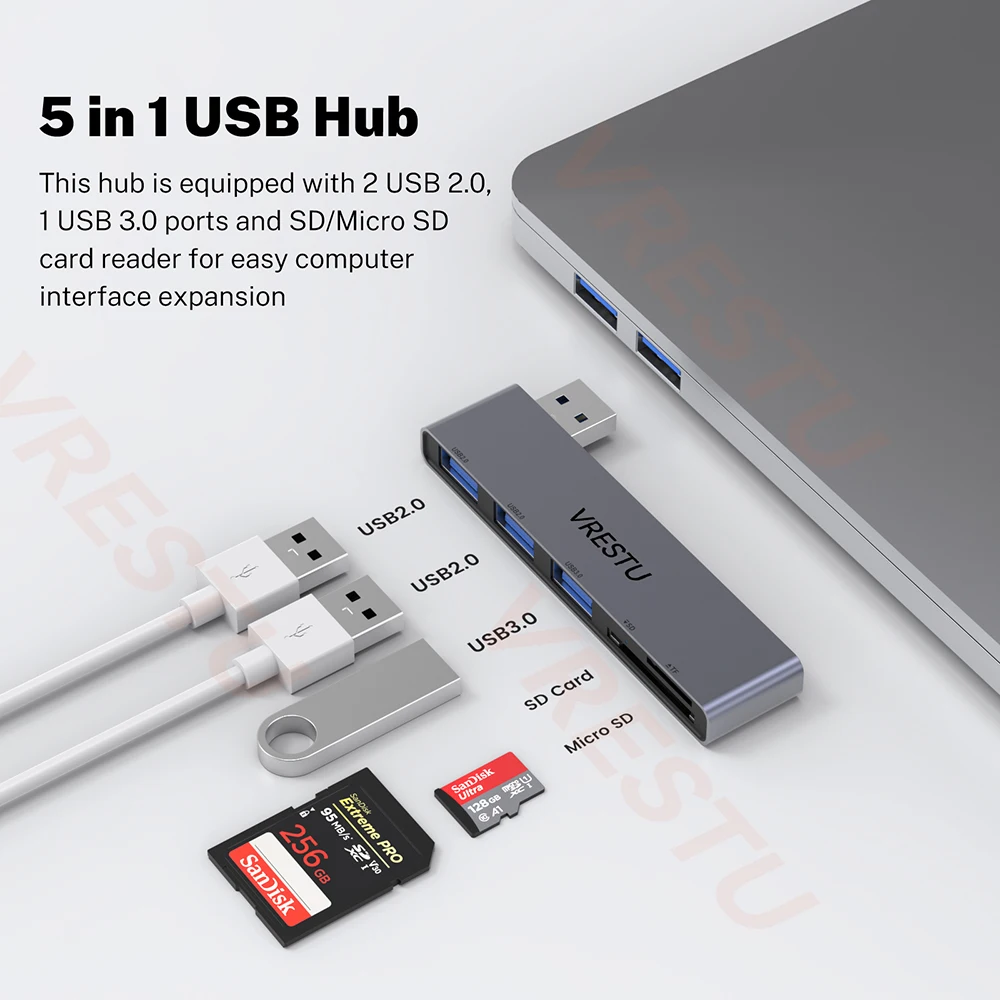 고속 USB 3.0 OTG 분배기 카드 리더기, SD TF 포트가 있는 멀티포트, 컴퓨터 액세서리, USB 마이크로 SD 어댑터, 5 in 1 USB 허브