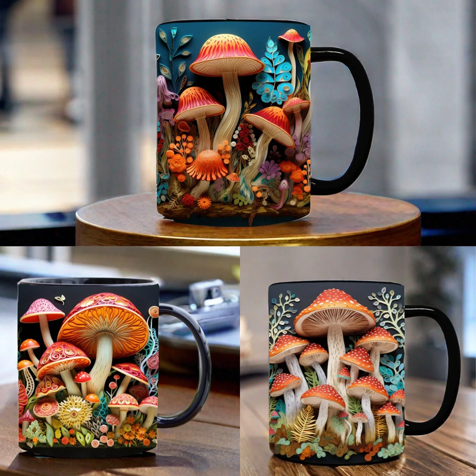 

Creative Space Design Mug Multi Purpose Ceramic Mark Cup Creative 3d Vision Mushroom Mug Home Decorations Gift For Birthday