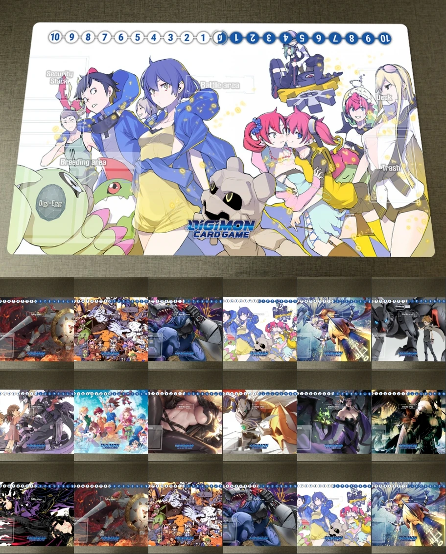 Digimon Playmat DTCG CCG Mat Trading Card Game Mat Anime OCG Board Game Playmat Anti-slip Desk Pad & Free Bag Mousepad 60x35cm