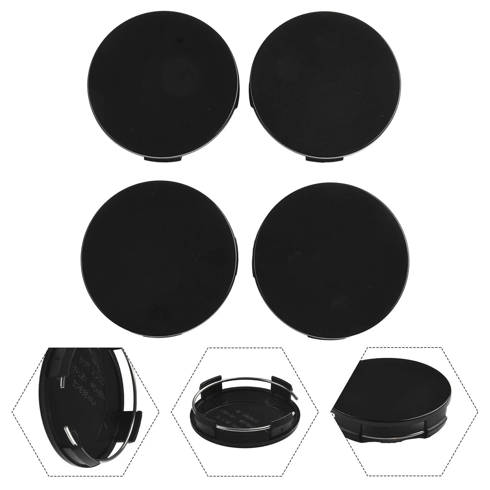 4pcs 65mm Car Vehicle Wheel Hub Center Cap Cover ABS Black For Most Cars Trucks Wheels Tires Parts Wear Parts