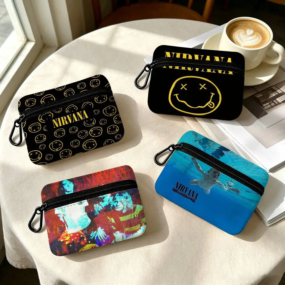 Hot Band N-Nirvanas Rock  Wear-resistant Oxford Cloth Coin Purse Portable Backpack Hanging Card Storage Bag