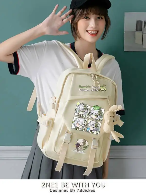 Impact Genshin Mercancía Venti Paimon Estudiante Bolso casual unisex Hu Tao Juego Fan Mochila Anine