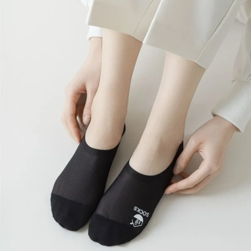 Summer Breathable Sock Slippers Women Silicone Non-slip Invisible No Show Socks Hollow Out Mesh Thin Low Cut Ankle Boat Socks