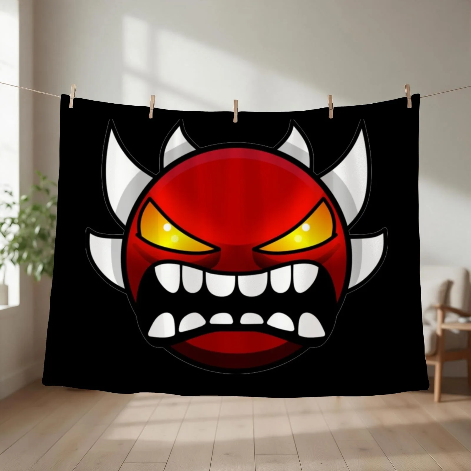angry geometry dash Throw Blanket couch cozy soft plush fuzzy picnic outdoor blanket
