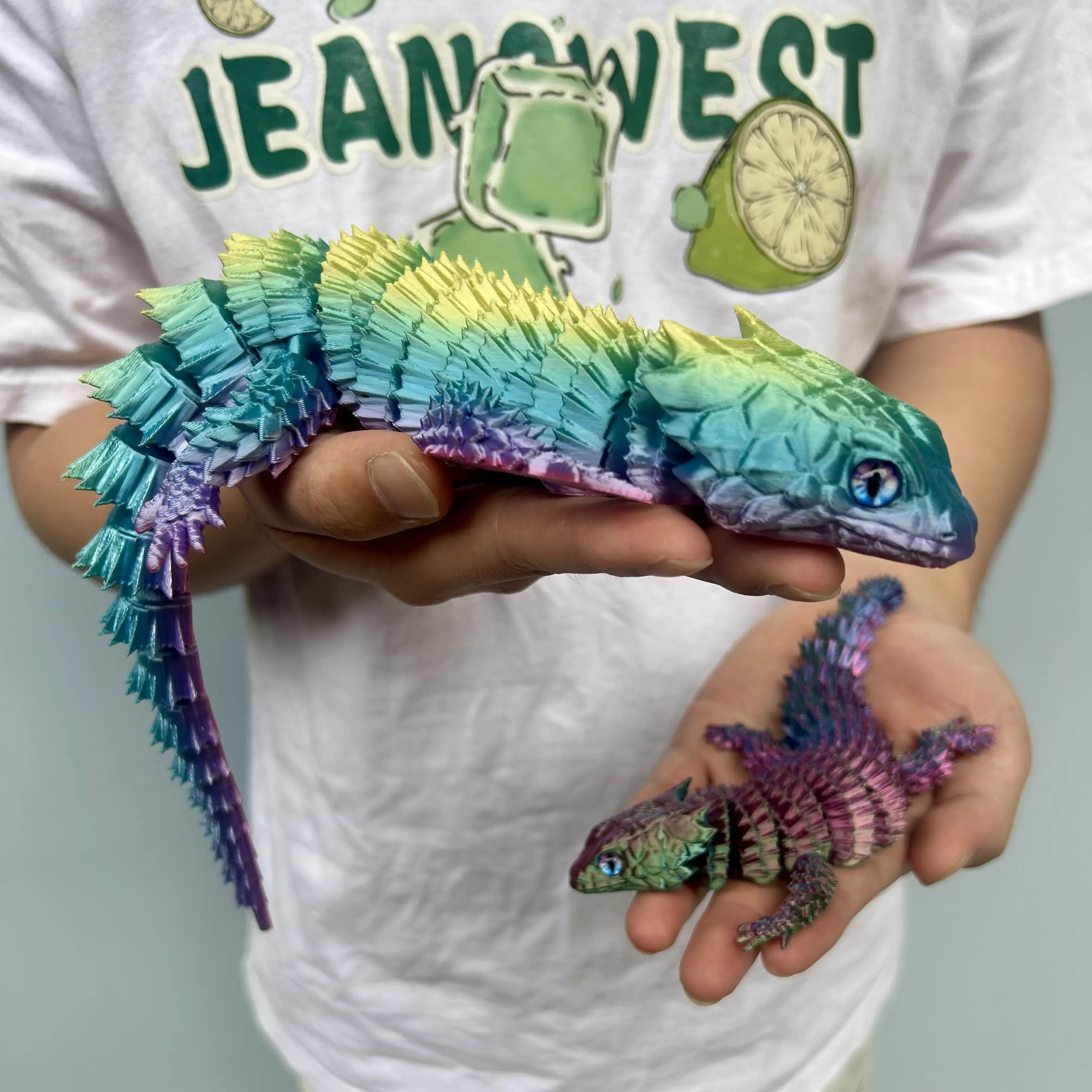 Statue de lézard imprimée en 3D, animal imprimé en 3D flexible, figurines colorées, cadeaux, 23,5 cm/9,25 pouces