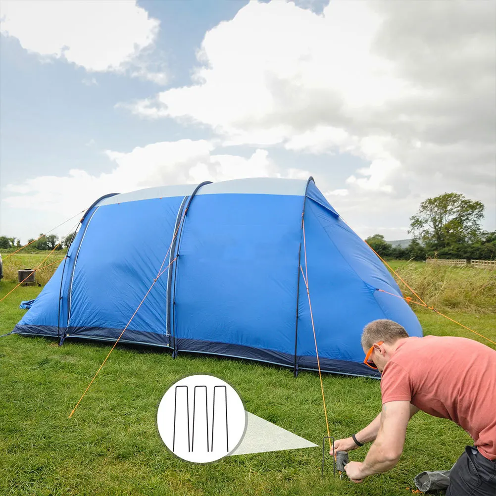 

50Pcs U-Shaped Garden Stakes Metal Ground Pegs for Lawn Artificial Grass Tent Landscaping Garden Stakes Metal Ground Pegs