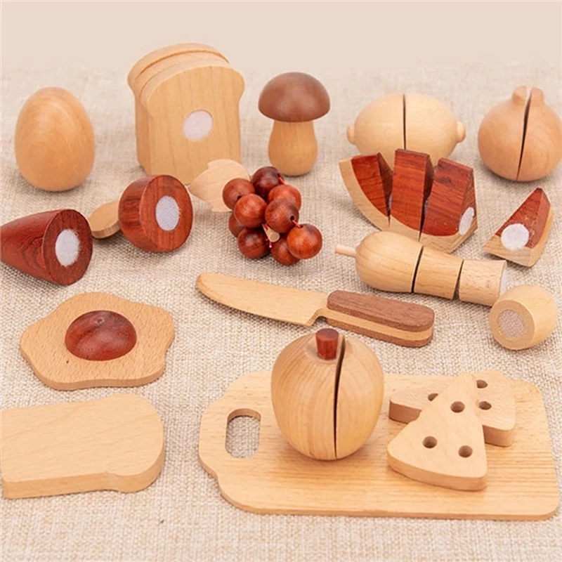 Cocina de frutas y verduras de madera Natural, Color simulado, concientización de cocina de jardín de infantes, regalo para niños