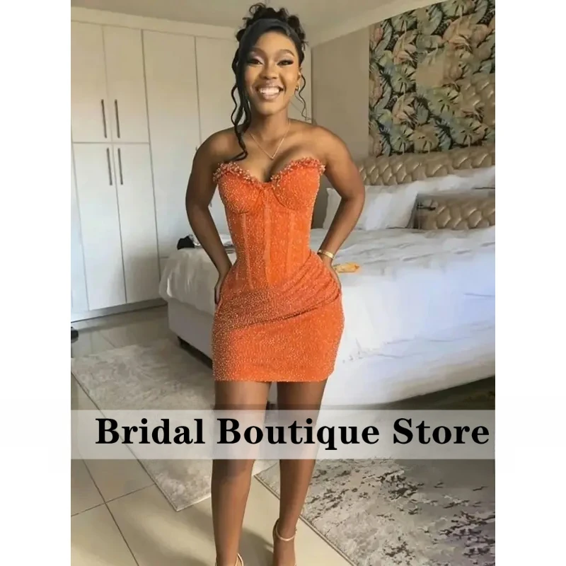 Customized Sparkly Sequin Strapless Short Homecoming Dresses for Teens Sexy Backless Mini A Line Sweet Cocktail Party Gowns view 3