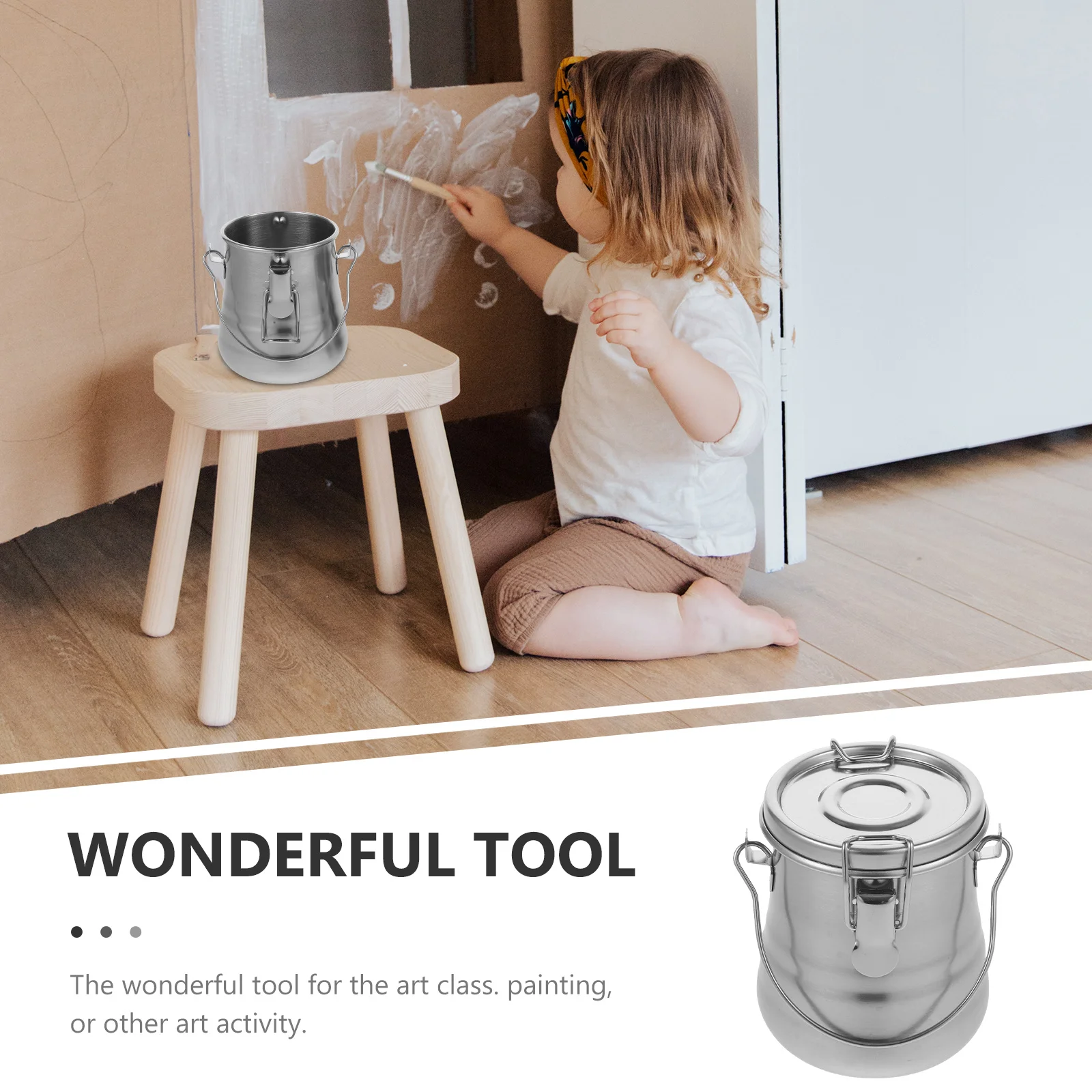 Oil Painting Palette Container Stainless Steel Double Layer M Size Portable Brush Washing Bucket For Outdoor Travel