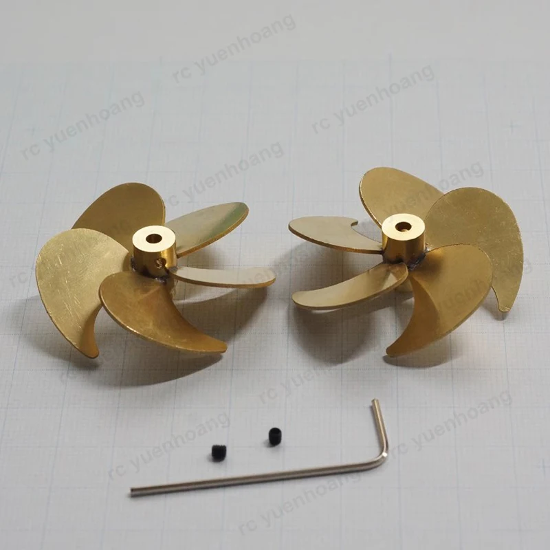 RC Boat Dia 45mm Shaft Hole 3mm 5-Blade Paddle Copper Positive Negaitve Propeller for 1/100 Scale 055 Destroyer Model Ship