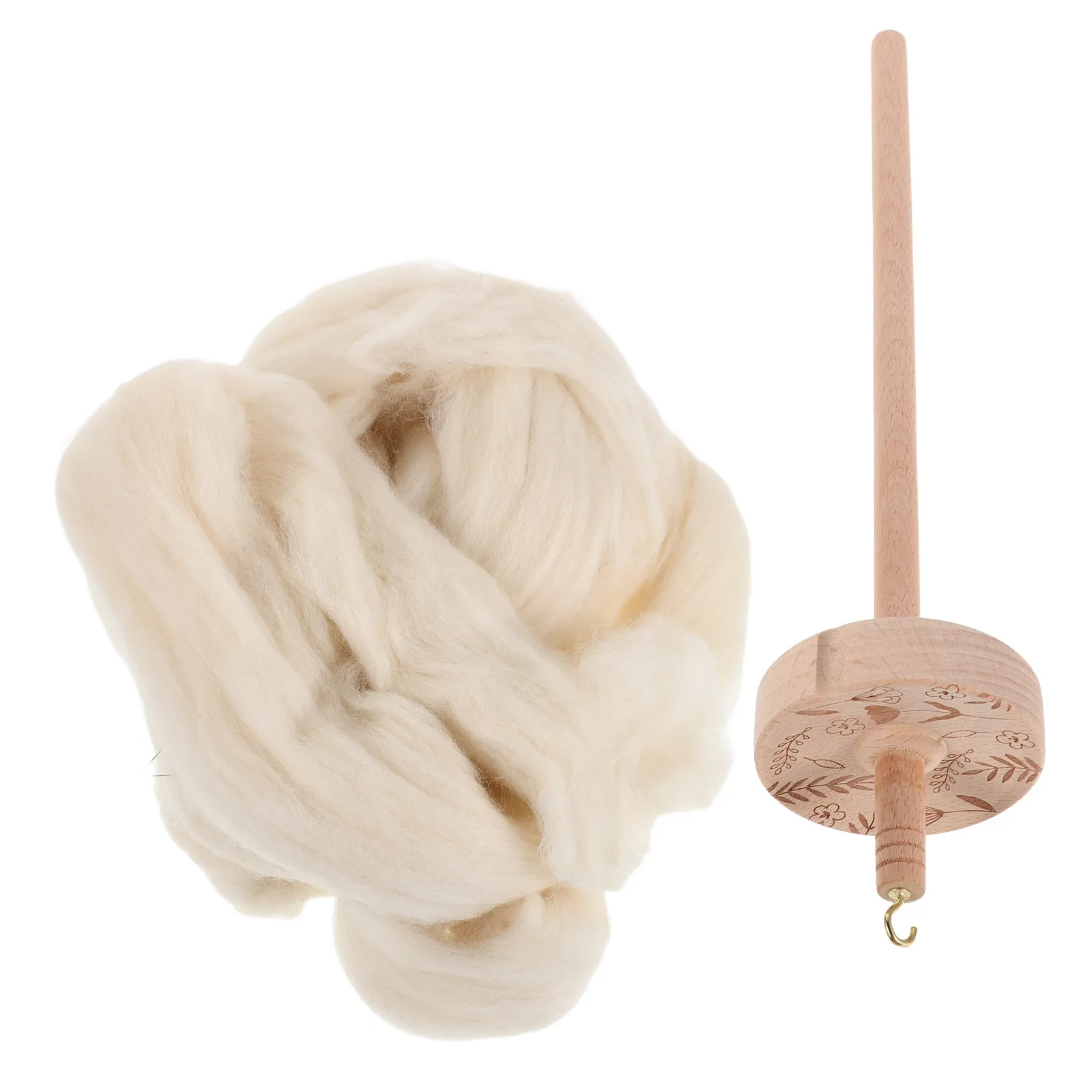 1Set Wear Resistant Wood Drop Spindle Top 12.58inch Smooth Spinning Whorl Yarn Spinner Wheel Hand Knitting Wood Tool Weaving