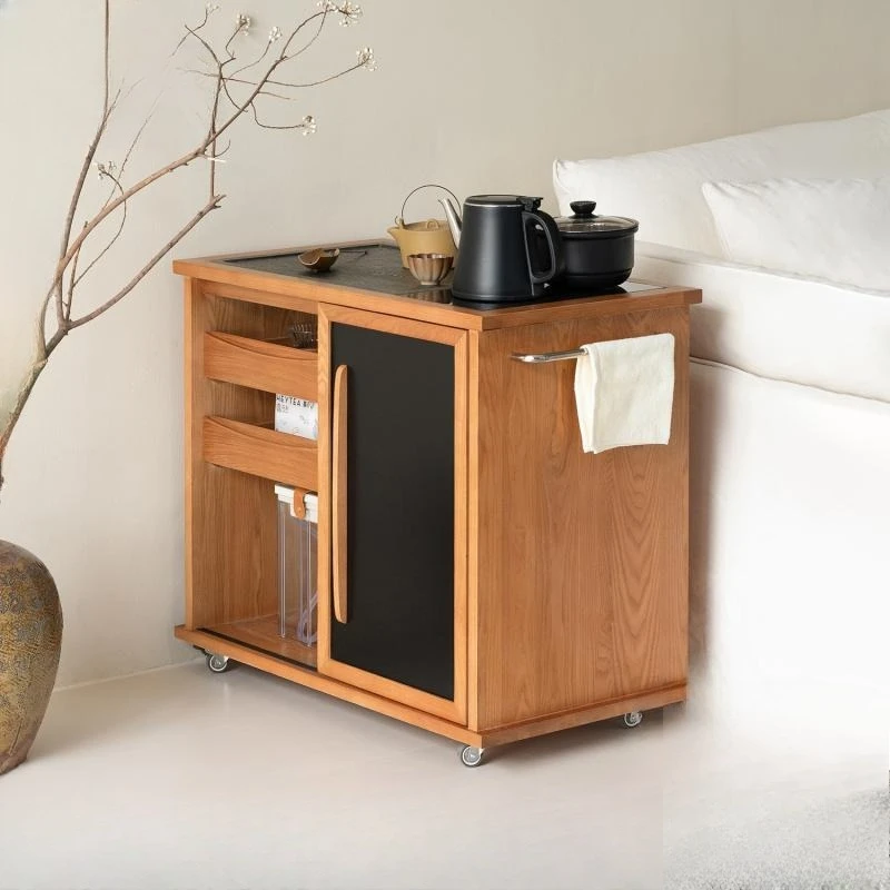 

cart movable coffee table living room household small apartment tea making integrated solid wood tea table tea table