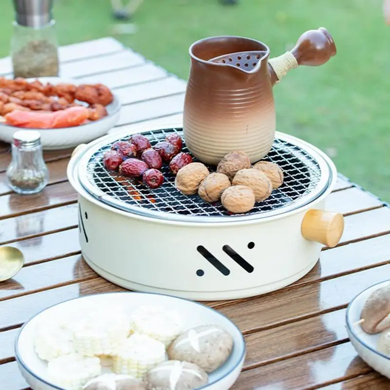 Parrilla de mesa pequeña, parrilla eléctrica de carbón para barbacoa, parrilla coreana antiadherente sin humo para acampar, electrodomésticos para