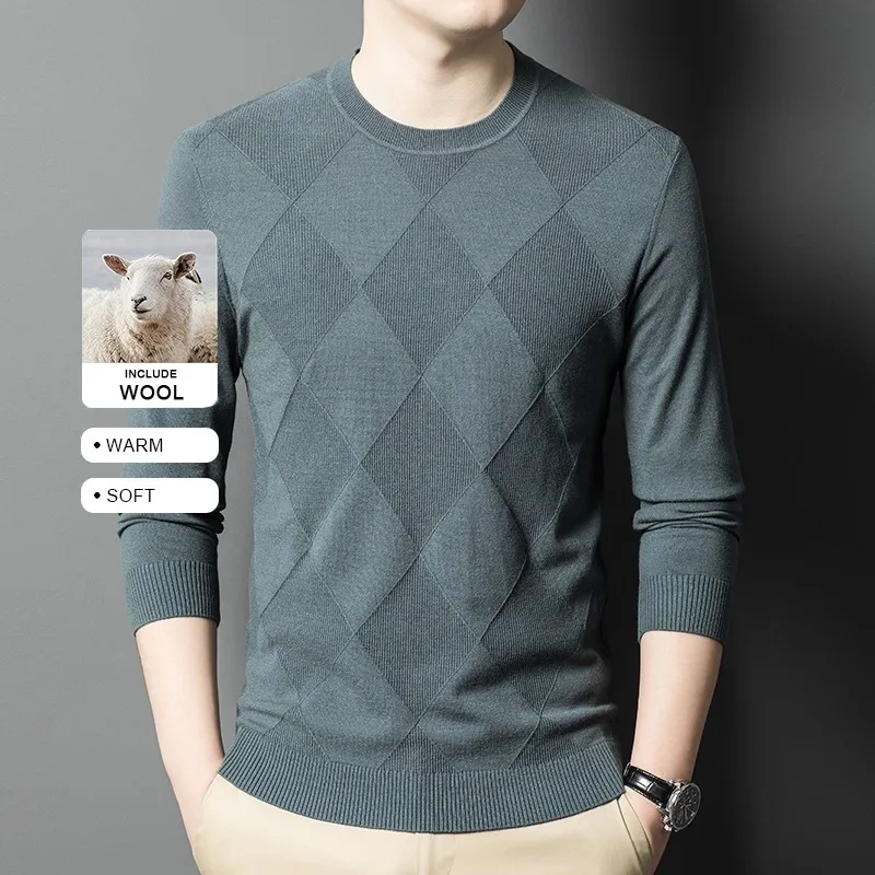 High End With Wool New Fashion Diamond Designer Knit Pullove Sweater Casual Trendy Korean Brand Mens Jumpers Mens Clothing 2025