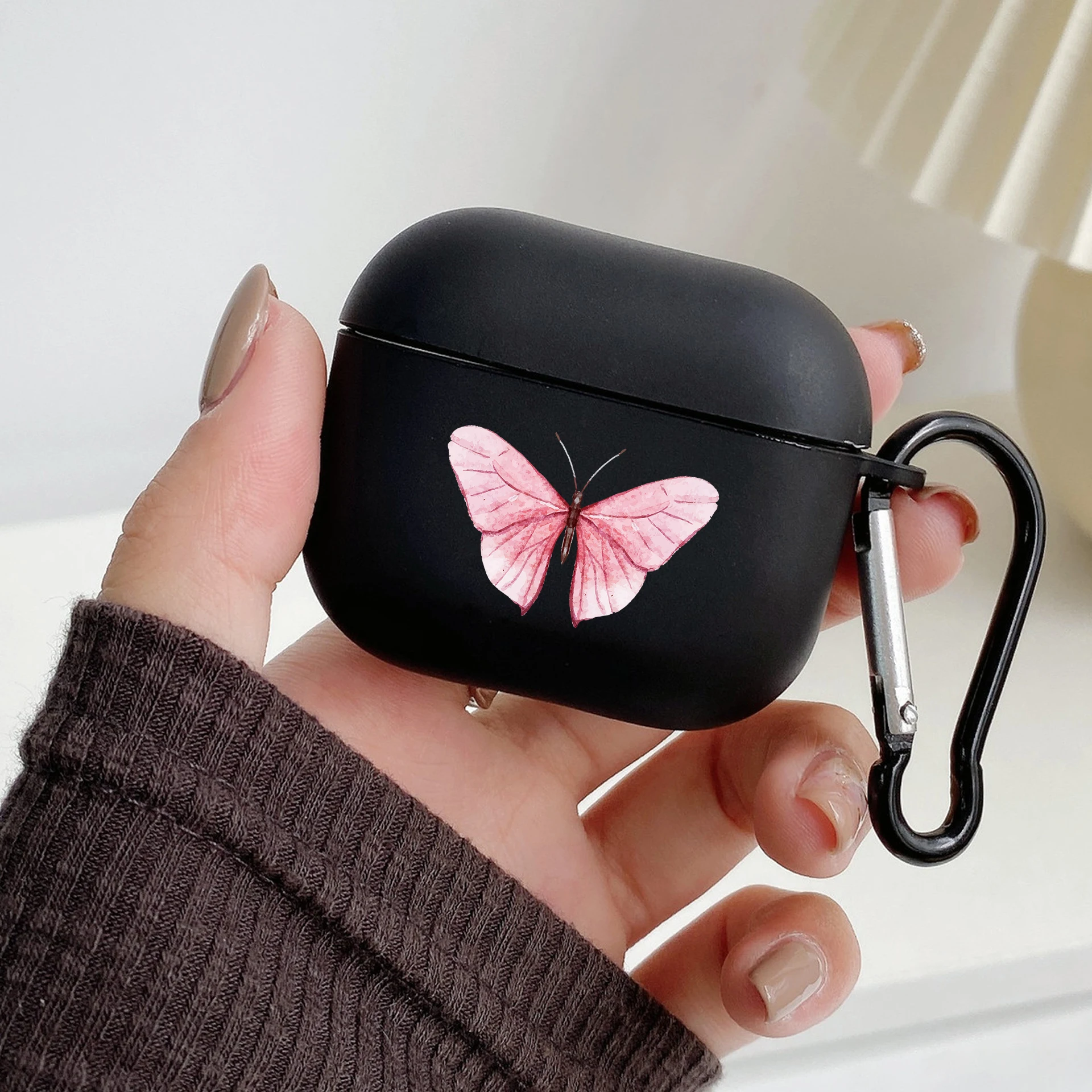 Cute Butterfly Collection Earphone Case For Airpods 4 3 2 1 Pro3 Pro2 Shockproof With Keychain For Airpods 4 Black Cover