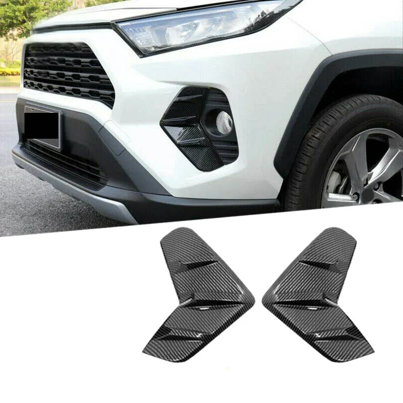 For Toyota Rav4 2019-2020 ABS Carbon Fiber Front Fog Light Lamp Frame Cover Trim