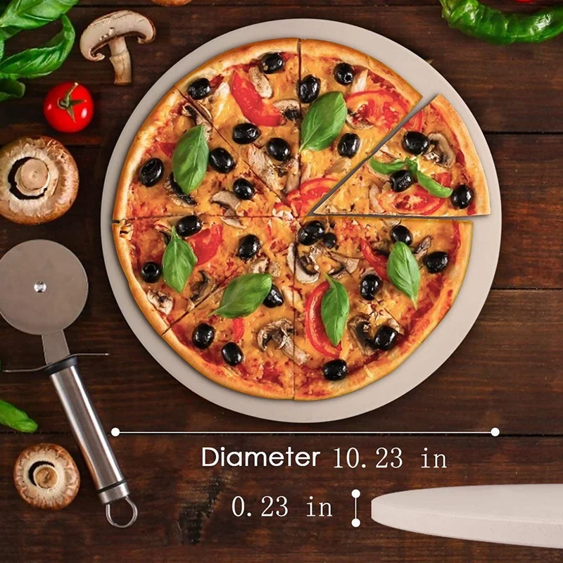 B60APizza Stone, Round Pizza Stone For Grill and Oven, Making Pizza, Steak,Thick Inch Cordierite Pizza Pan,Cooking & Baking