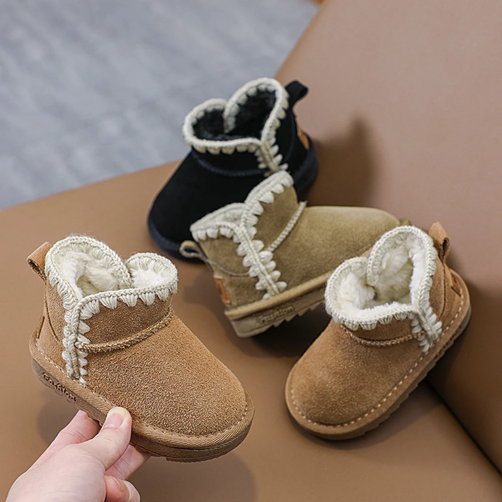 

1Y-6Y Winter Retro Children's Ankle Boots Baby Suede Snow Boots Children's Comfortable Soft Sole Boys Girls Cotton Shoes