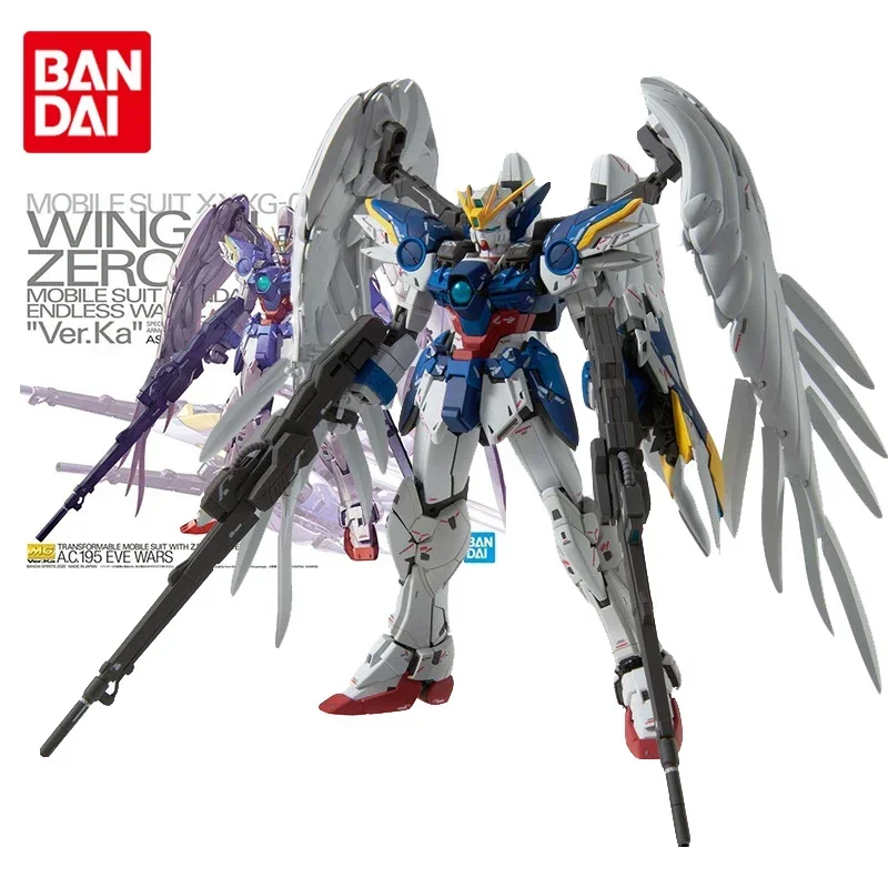 In Stock Bandai Genuine Gundam Model Kit Anime Figure MG XXXG-00W0 Wing Gundam Zero EW KA Gunpla Anime Action Figure Toys