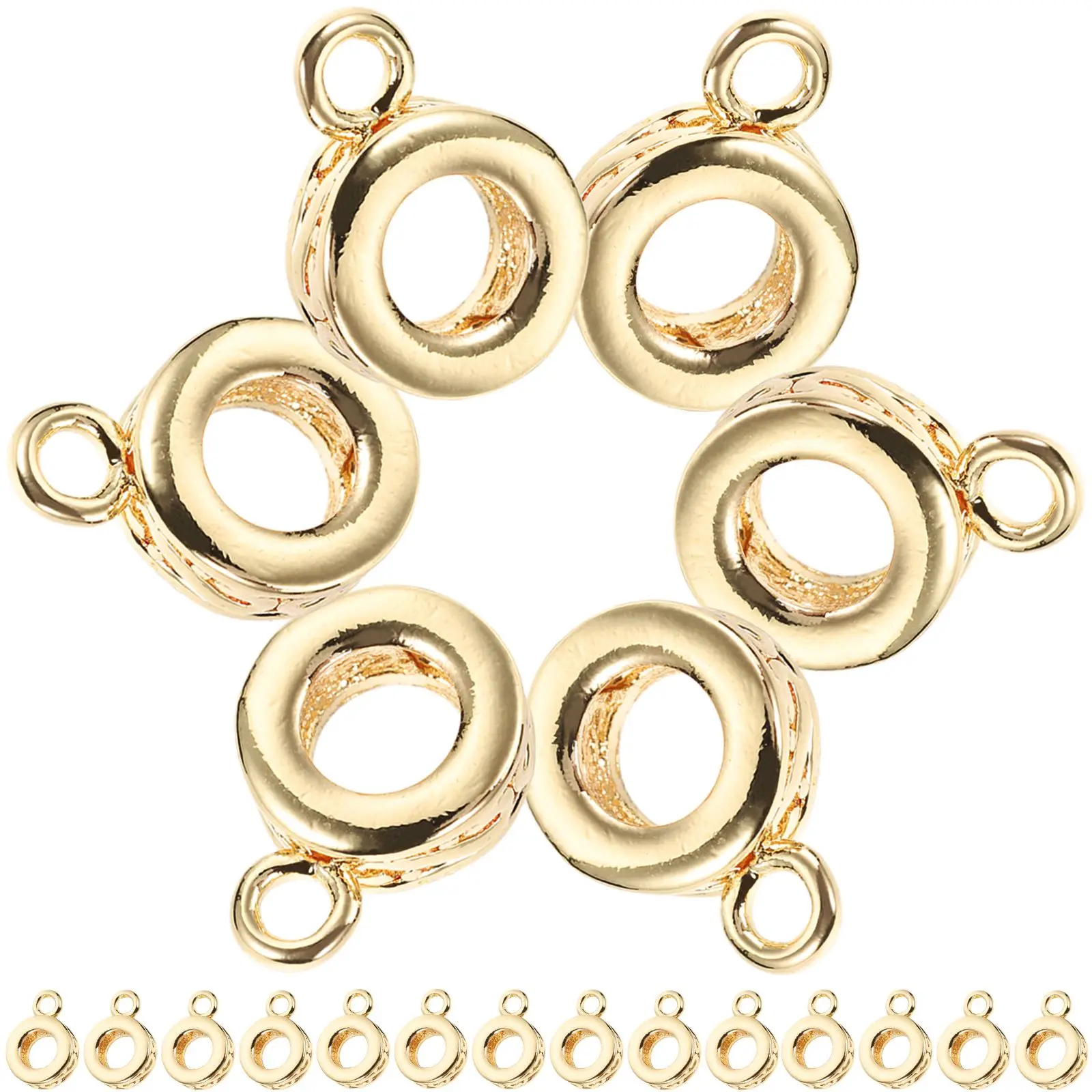 

20 Pcs Copper Bail Beads Large Hole Pendant Spacer Hangers Tube DIY Jewelry Metal Charm Bracelet Making Supplies