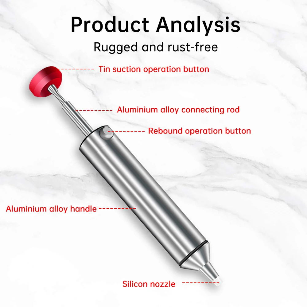 Manual Vacuum Solder Sucker All-Aluminium Alloy Solder Sucker Soldering Repair Tool With Flexible Rubber Hose image 4