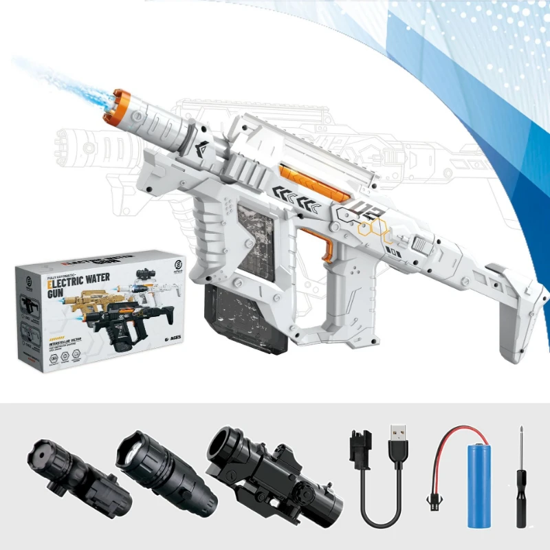 Interstellar Victor Auto Water Gun - Rechargeable w/ Scope, Light & Charger. Summer Battle Toy for Kids 6+!