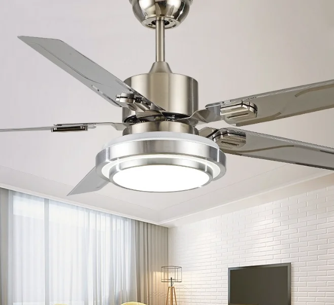 

Modern 52-Inch Gold Iron Blades LED Ceiling Fan Remote Control 26W Light Quiet Motor Bedroom Contemporary Project Installation