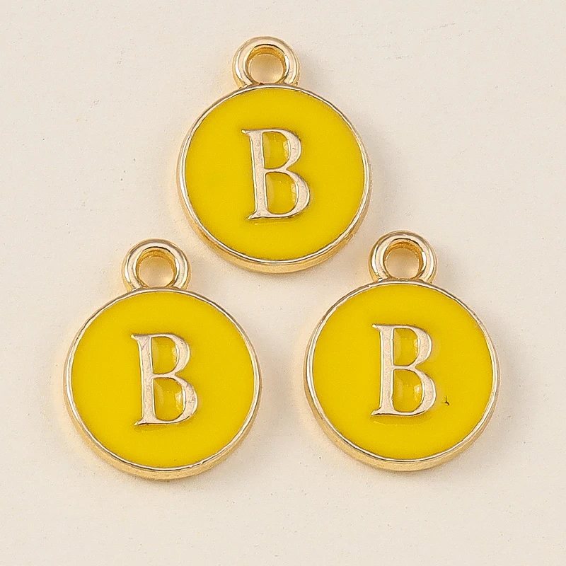 20 Stück 11x14mm Niedliche Gelbe Emaille-Alphabet-Anhänger mit 26 Buchstaben A-Z für Schmuckherstellung, DIY-Halsketten, Ohrringe und Accessoires ﻿ – Detail 4