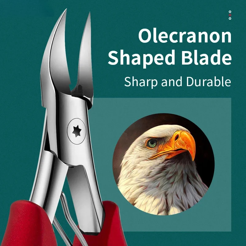 Cortauñas cóncavo de acero inoxidable de grado profesional para uñas gruesas y uñas encarnadas, hoja curva afilada para fácil ajuste