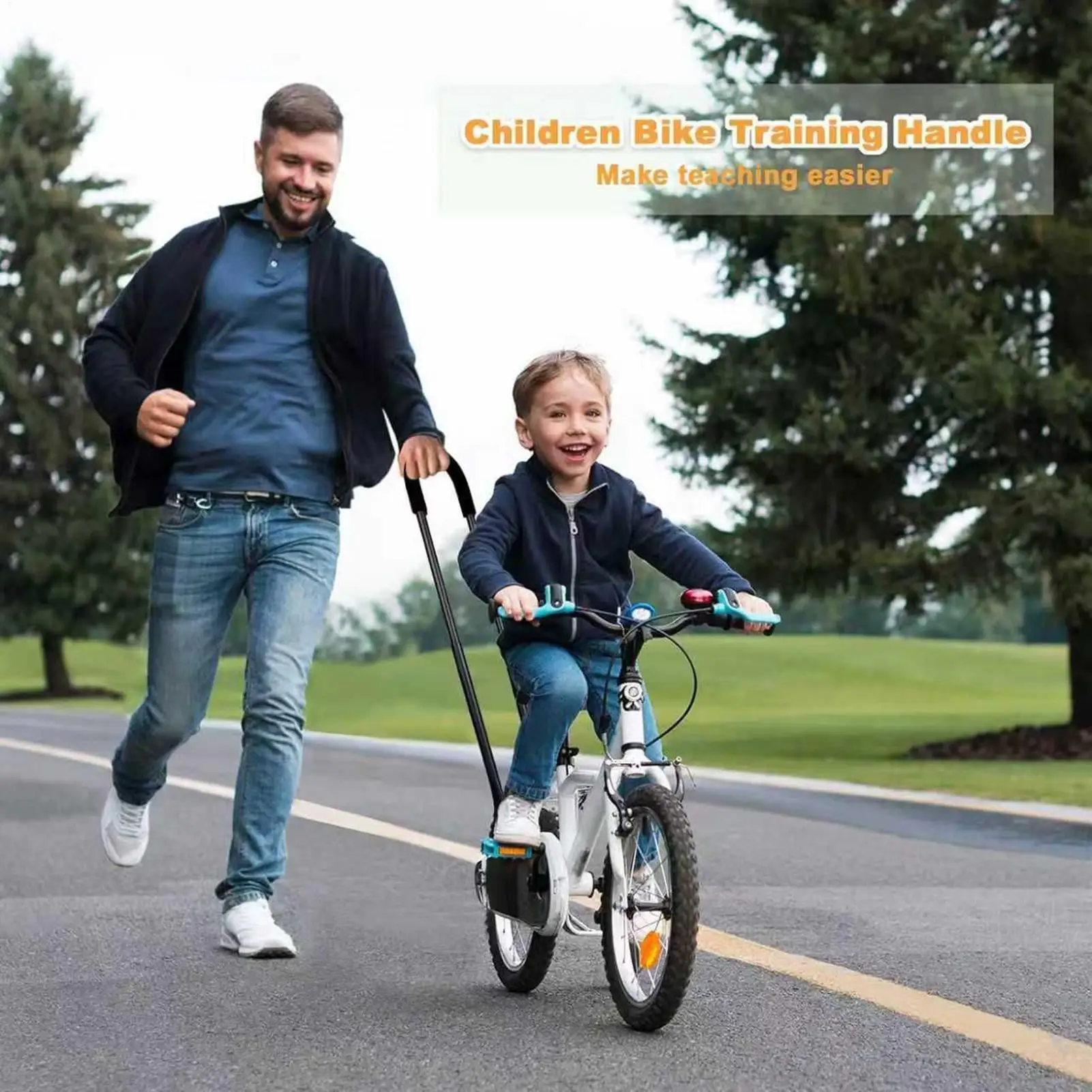 Children Bike Safety Training Pole, Balance Learning Auxiliary Attachment, Durable Riding Assist Handle, Portable Cycling