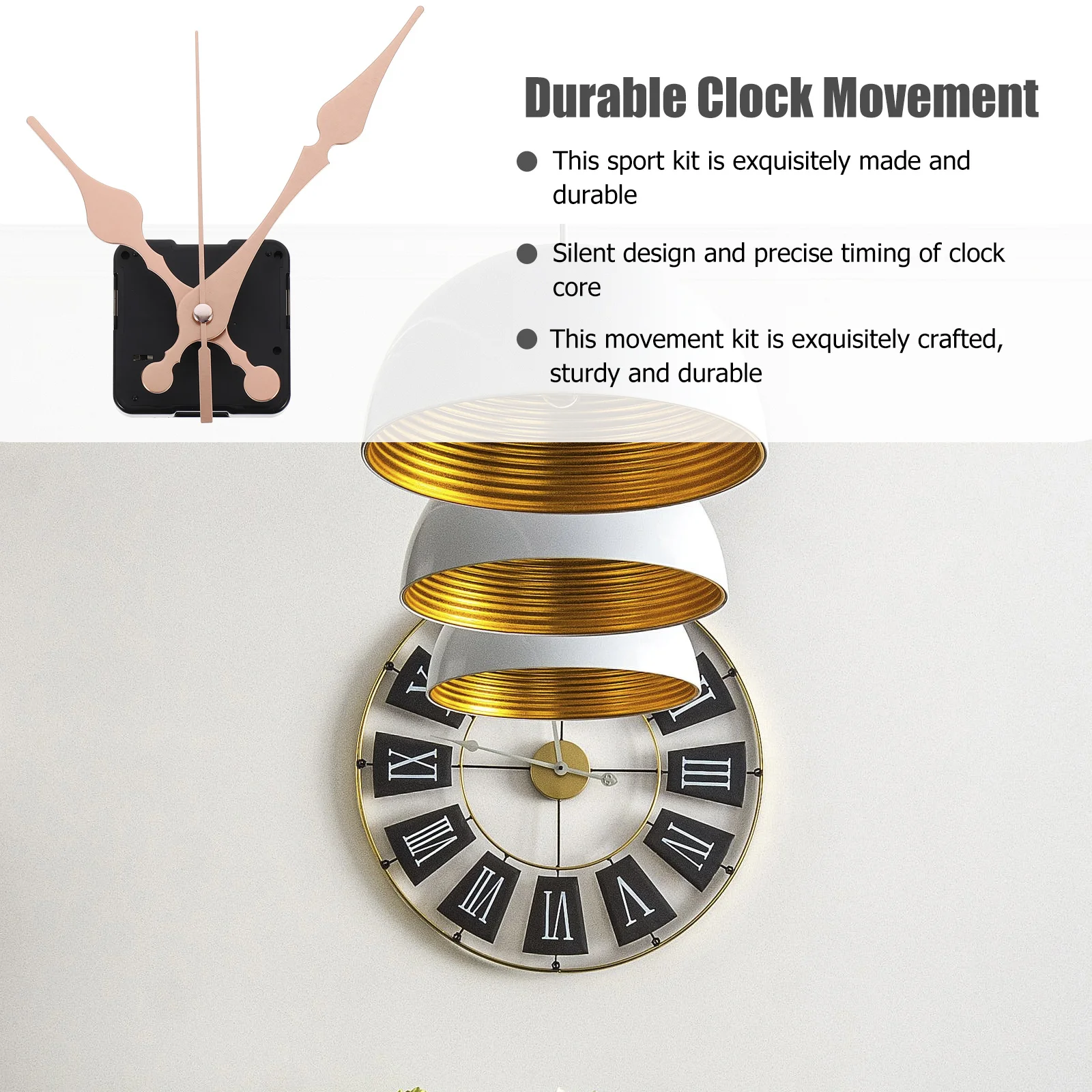 

4Sets DIY Clock Movement Replacement Durable Quiet Quartz Wall Clock Mechanism Kit Accurate Timekeeping Accessory Set