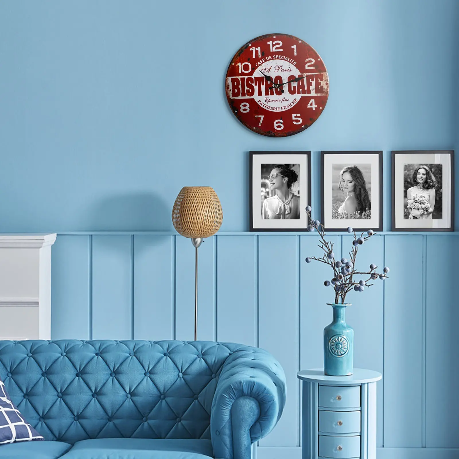 1Pcs Decorative Wall Clock Retro Hanging Clock for Living Room Bedroom Home Office Bar Pub Hotel Quiet Operation Clear Dial