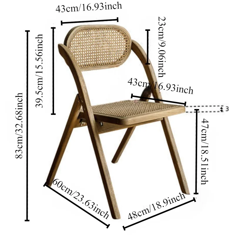 Solid Wood Dining Chairs Modern Luxury Rattan Chair for Living Room Portable Folding Chairs Bedroom Furniture Space Savers