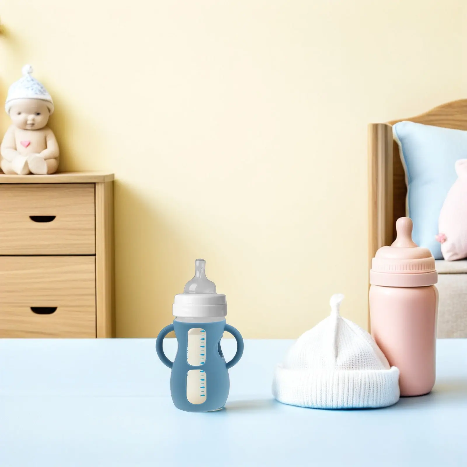 2Pcs Baby Bottle Sleeves Silicone Feeding Bottle Protector Leak Proof Nursery Sleeve Reusable Lightweight Travel Cover