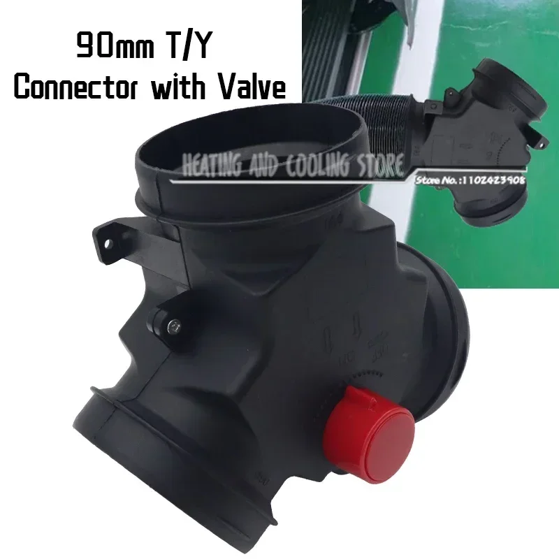 

Adjustable Heater Vent Tee 90MM Valve Disc T-Branch Diverter Pipe Fitting Connector Parking Heater Hose For Car Truck Camper