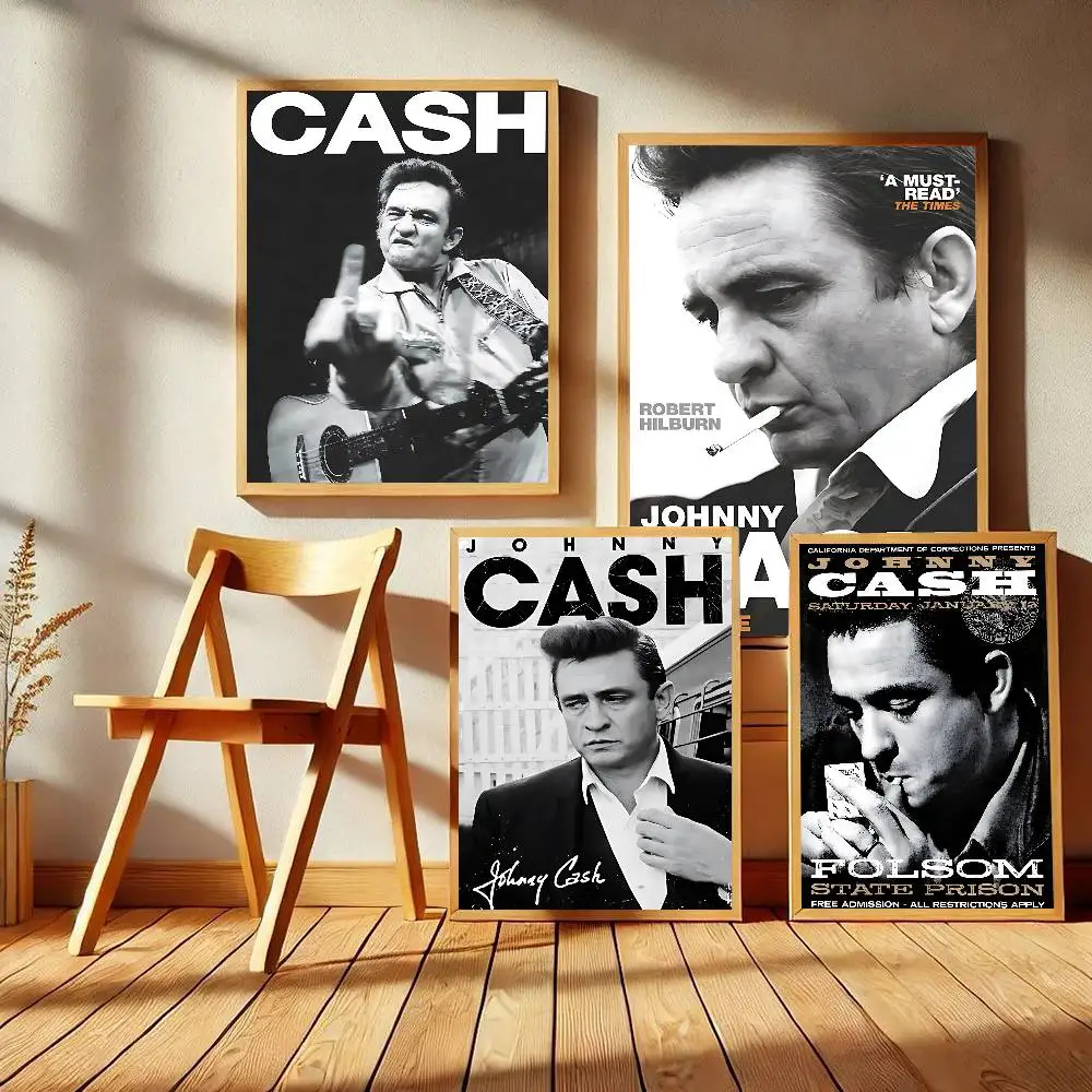 Famous J-Johnny Cash Vintage Posters Sticky Retro Kraft Paper Sticker DIY Room Bar Cafe Kawaii Room Decor