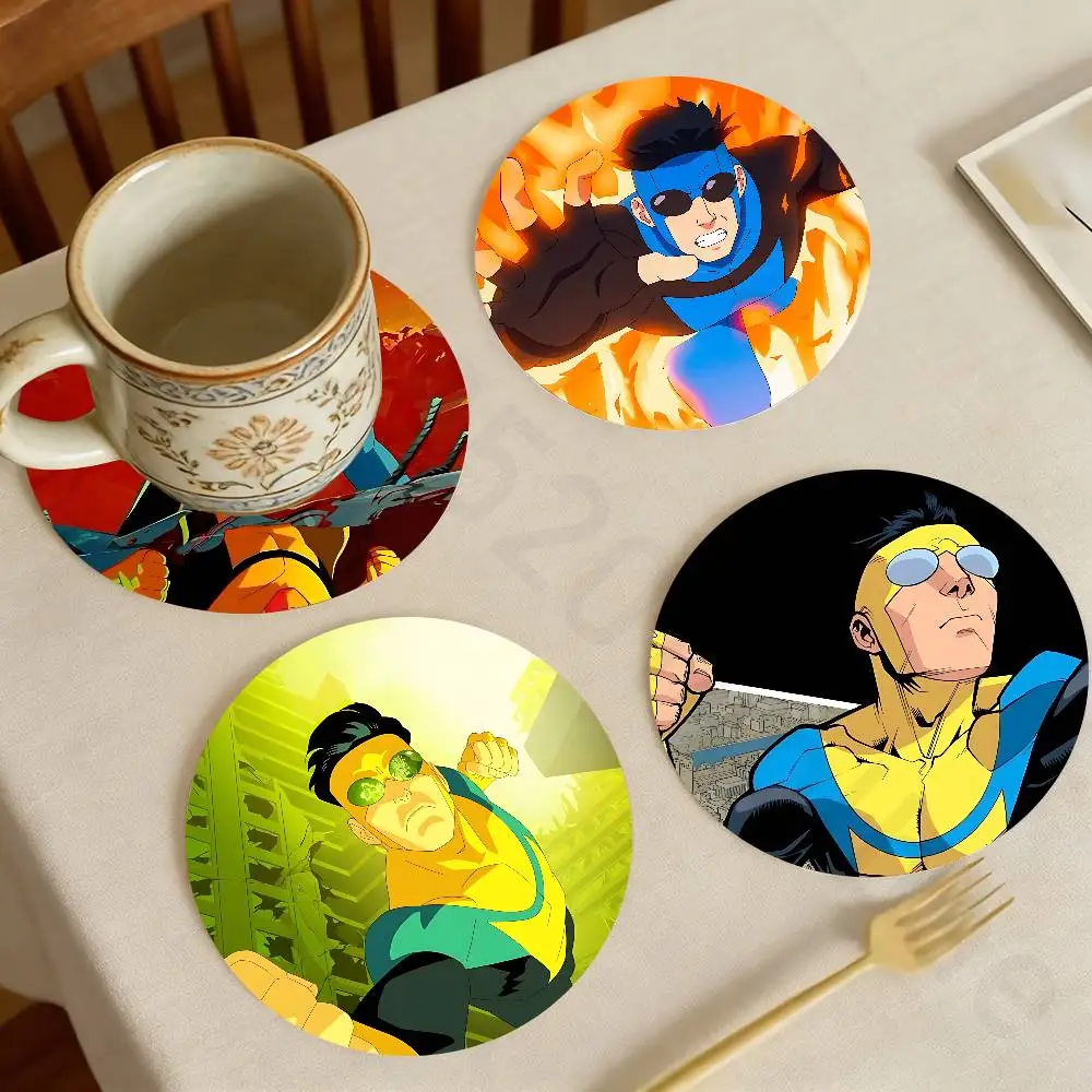 

Invincible M-Mark Atom_M Eve Wooden Cup Coaster Tea Coffee Beverage Colour Printing Cup Mat Home Restaurant Decorations