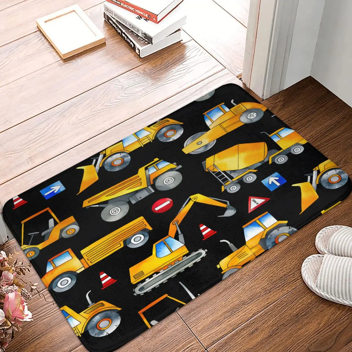 Cartoon Excavator Truck Construction Doormat Anti-Slip Entrance Kitchen Bath Door Floor Mats Living Room Rug Carpet Footpad