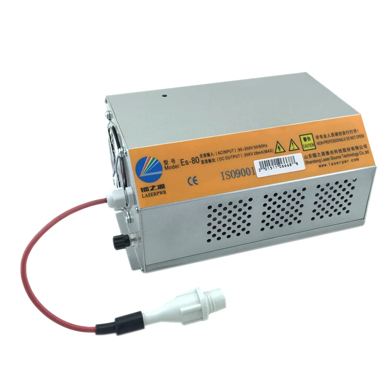 HY-ES80แหล่งจ่ายไฟเลเซอร์ CO2 80W สำหรับเครื่องแกะสลักและตัดเลเซอร์80W