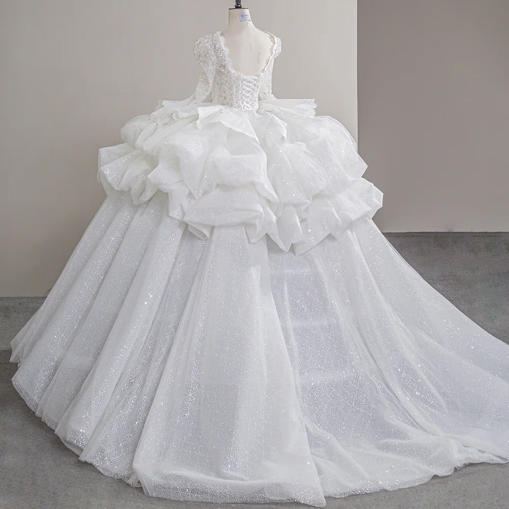 New Sweet Square Collar Organza Wedding Dress Plus Size Custom Ruffles Brand New Bridal Ball Gown Vestido De Noiva Court Train