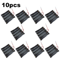 10pcs/lot 4 Slot 2Pin way 18650 Battery Storage Box Case DIY Batteries Clip 3.7v 4 port  Holder Black Plastic Container Lead q1