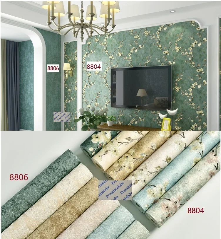 

0.53*9.5Meter/Pack American Rural Non-self-adhesive Non-woven Wallpaper Wall Paper Living Bedroom Pair Collocation