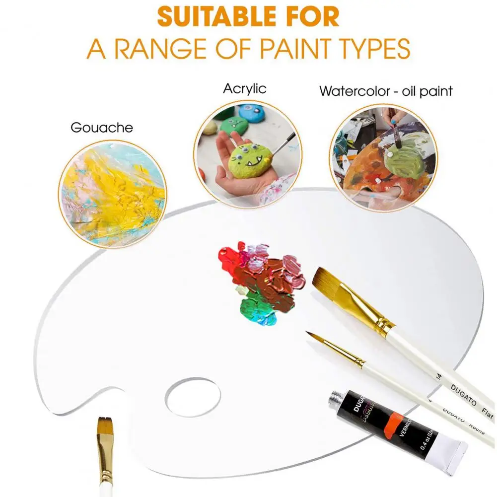 Useful Color Palette Reusable Mix Durable Clear Pigment Mixing Plate with Finger Hole