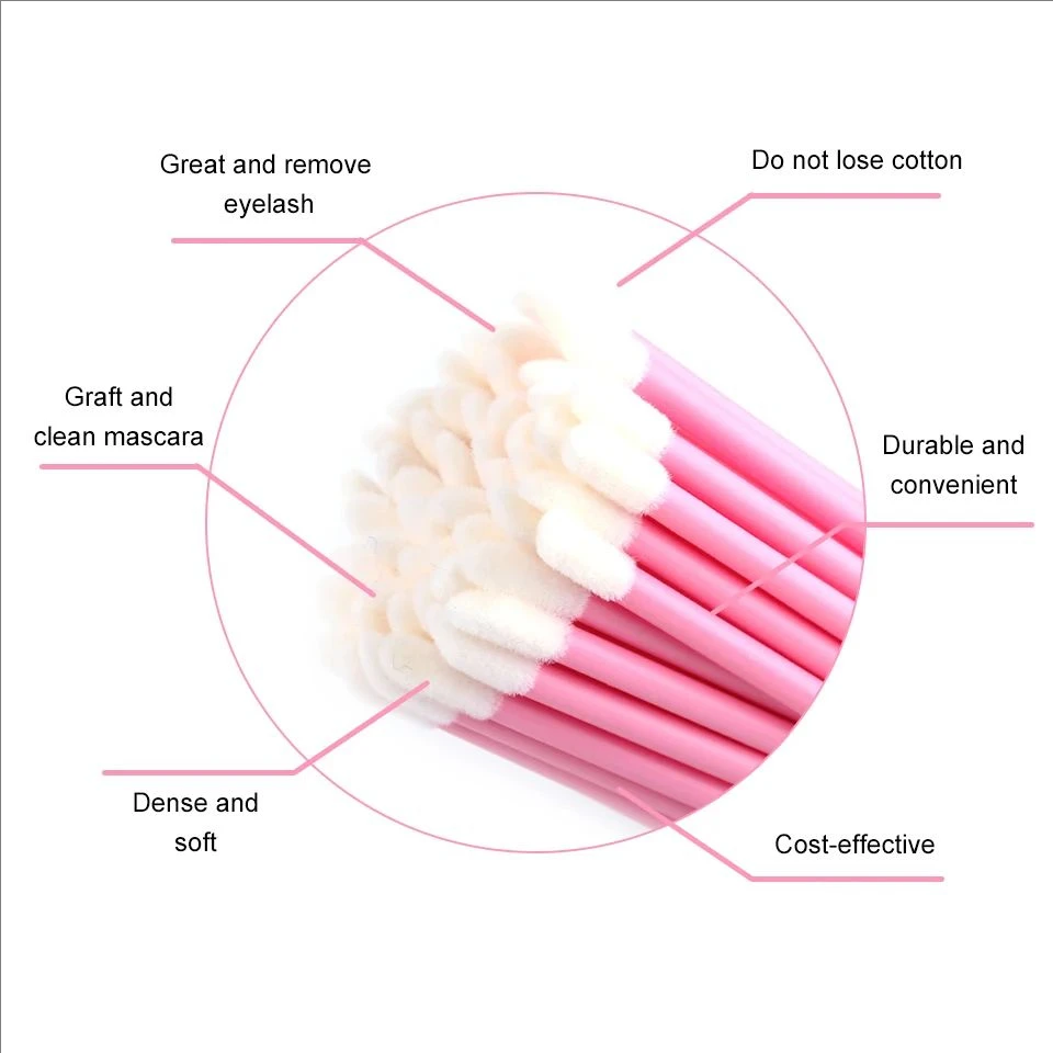 MJ 50Pcs Disposable Eyelash Eyebrow Brushes Gloss Swabs Lash Brush Eyeshadow Gloss Mascara Brushes