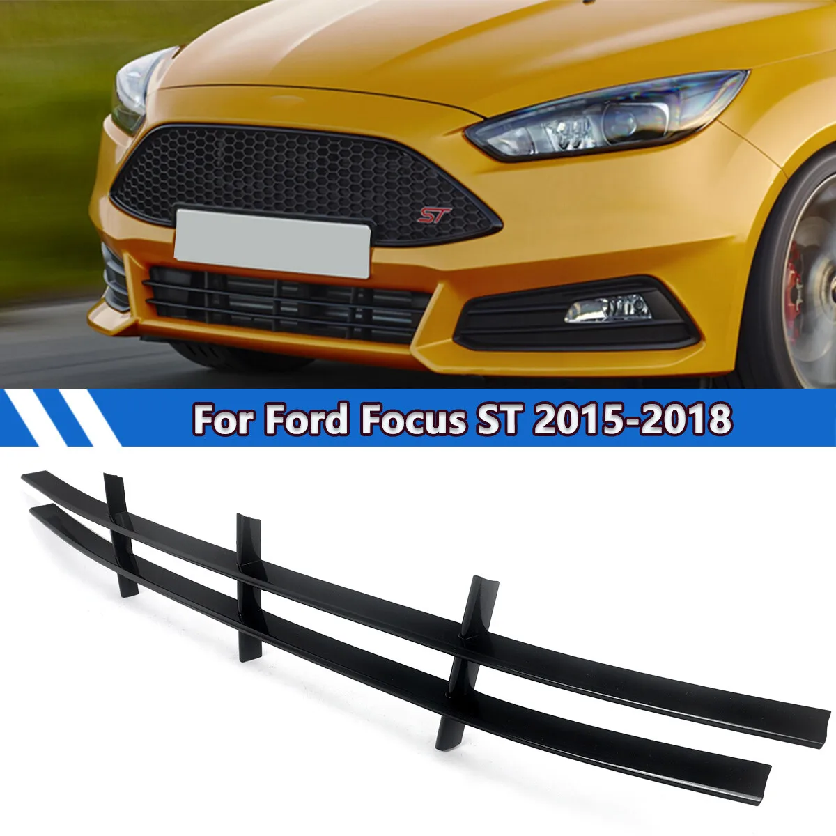 

Replace For Ford Focus ST Front Lower Bumper Grill Hatchback 2.0L 4-door 2015 2016 2017 2018 Front Bumper Lower Grille Grid