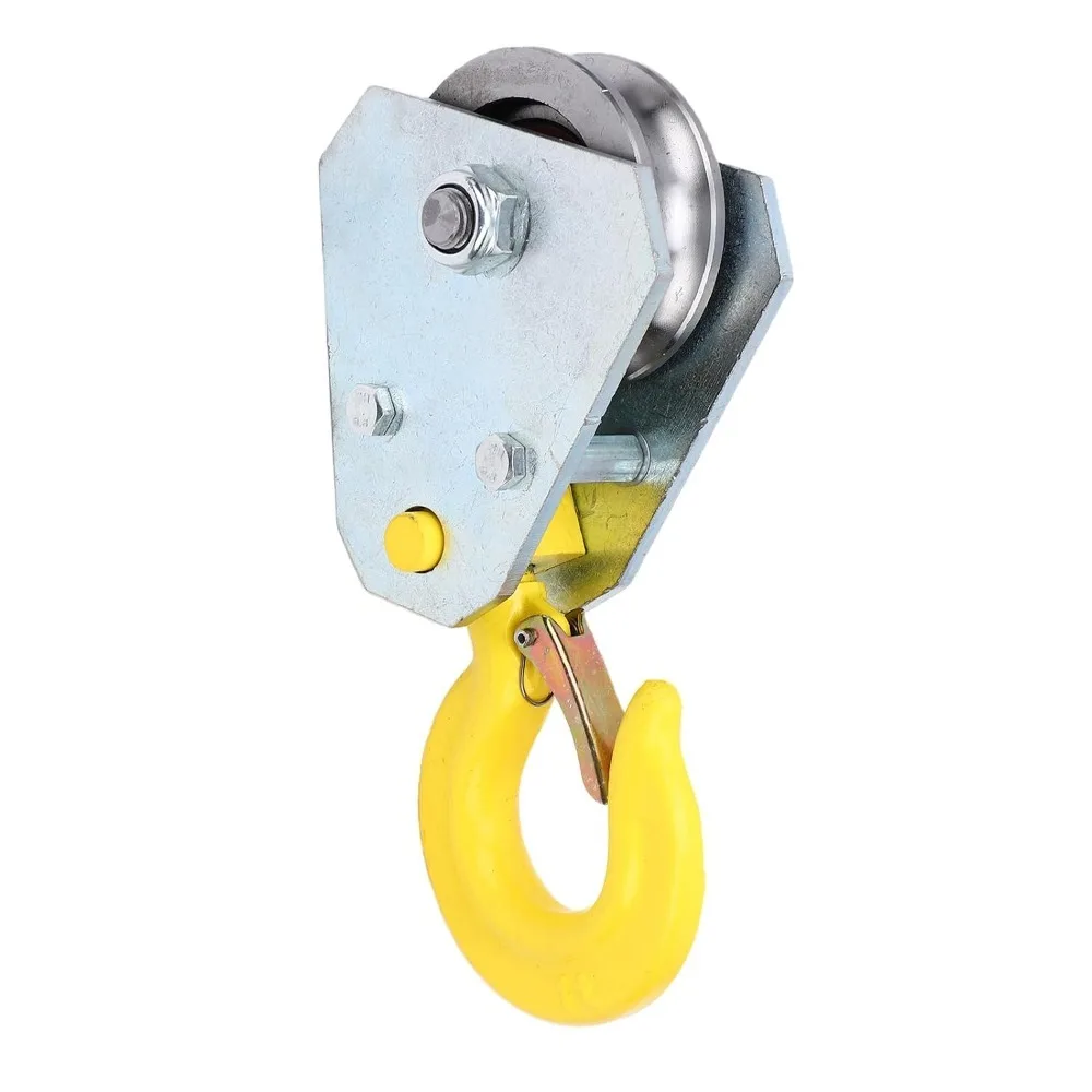 360 Degree Rotation Bearing Pulley Hook Swivel Hook Steel Lifting Block Hoist 1Ton Load Capacity Crane Lifting Pulley