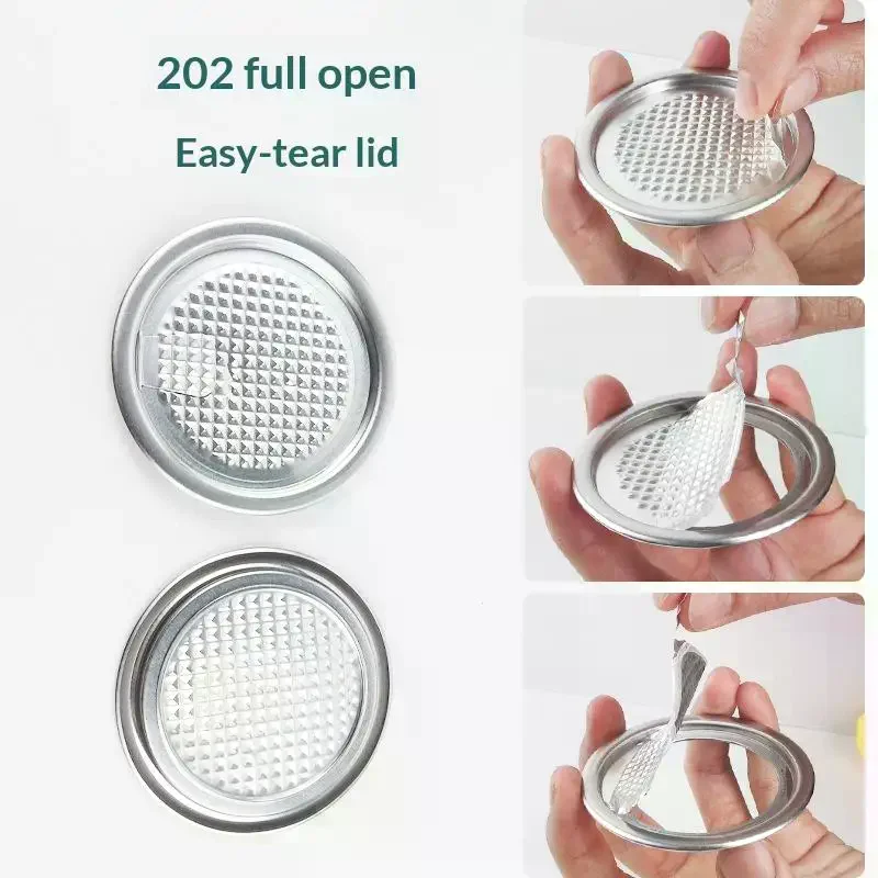 50pcs 200#50MM 202#52MM Aluminum Pull Ring Lid Foil Top Lid Soda Drink Beer Cola Lids Food Can Cover Easy Open Tear Packaging