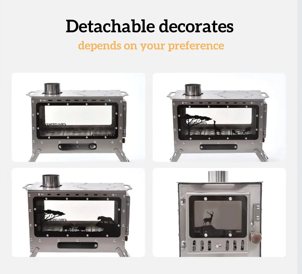 Ultralichte draagbare houtkachel van puur titanium voor BBQ-kamperen